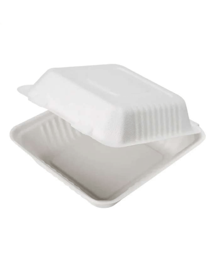 9X9 Plant Fibre Dinner Clamshell Code: YG05 Per Carton Of 200