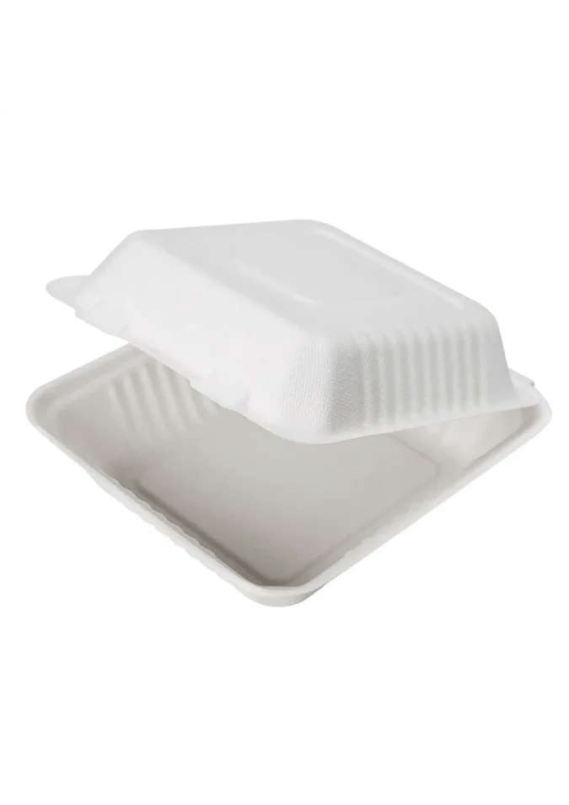 9X9 Plant Fibre Dinner Clamshell Code: YG05 Per Carton Of 200